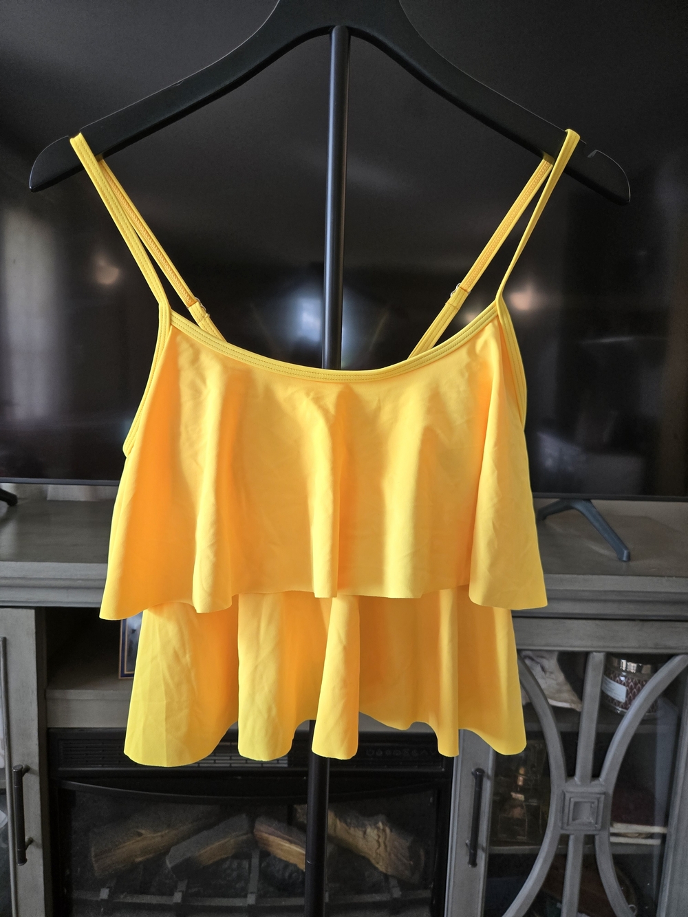 NWT Bright Yellow Tiered Spaghetti-Strap Cami